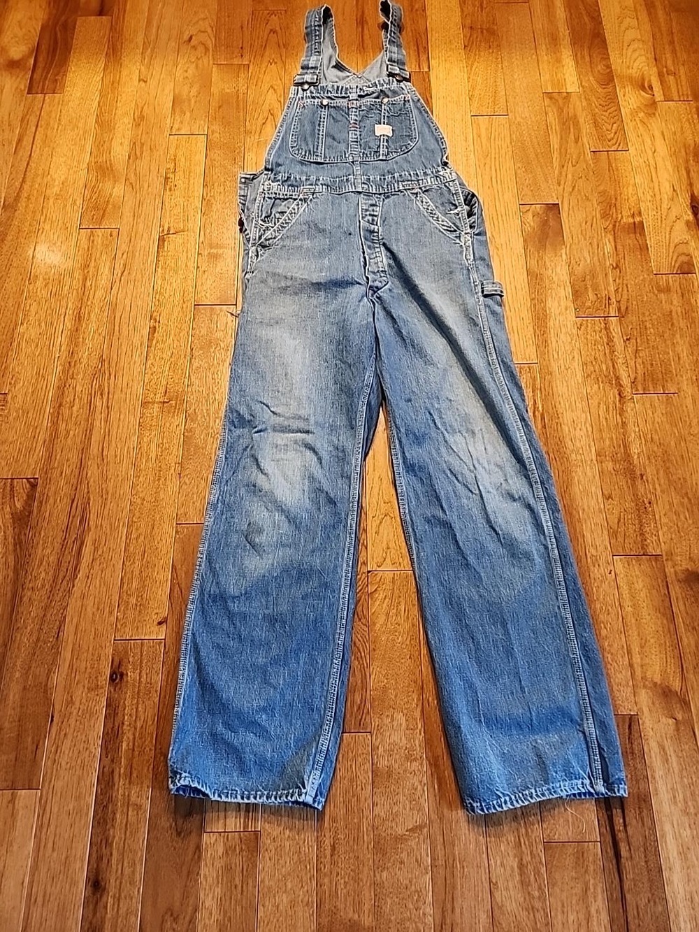 Vintage 60s 70s Big Mac Square Bak Denim Overalls Union Made USA W32
